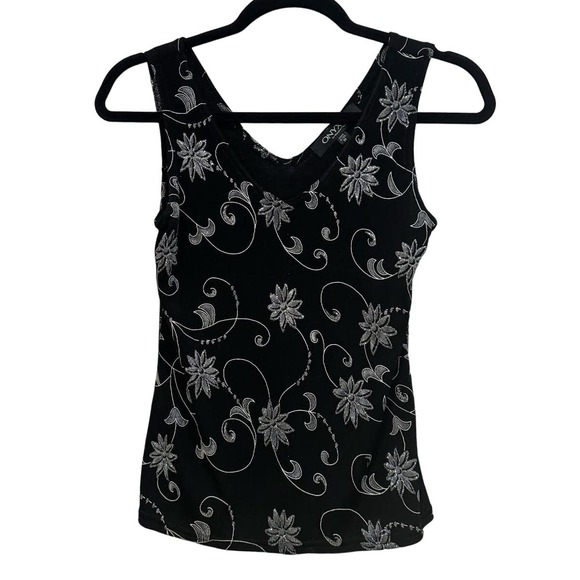 NWT ONYX Nite $69 2 Piece Set Black W Floral Detail Glitter Size M - Picture 3 of 9